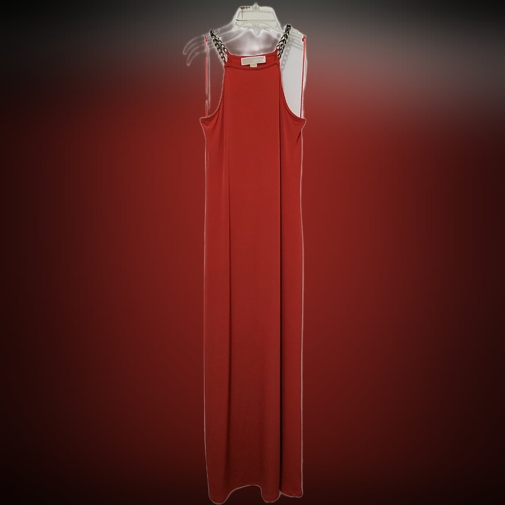 Michael Kors women's maxi dress, XS, burnt orange and brass detail - Picture 3 of 3